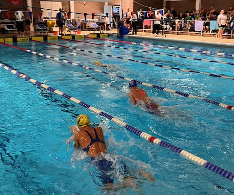 masters swimmer swimming breaststroke
