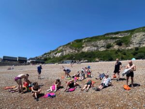 swimmers on beach