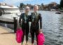 swimmers at finish of Thames Marathon